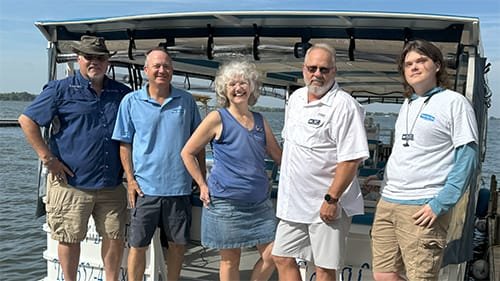 Captain Jonathon Chiariello, Owner Tudor Barret-Scanes, First Mate Donna Fahey, Captain Mike Brower, and First Mate Kenneth Lindsay of Premier Adventures and Premier Boat Tours